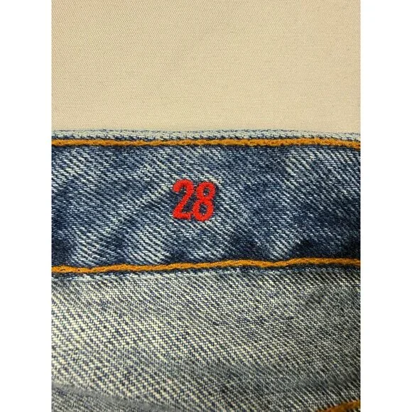 SEZANE Denim High Waisted Button Fly Straight Leg Jeans Medium Light Size 28 - Picture 6 of 12